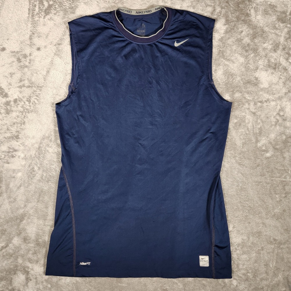 Nike Tank Top Mens XL Nike Pro Navy Blue Compression NikeFIT 259113-451 EUC